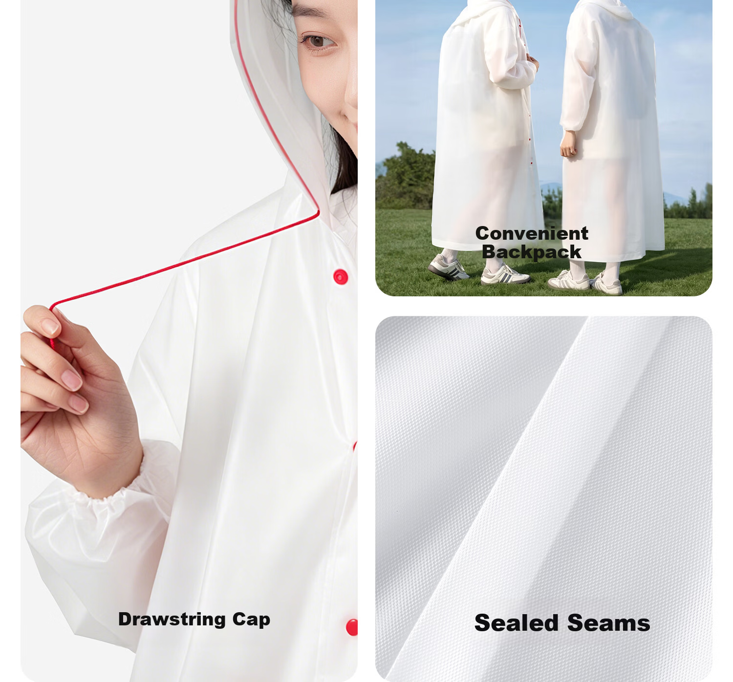 BADIGAO Disposable Raincoat with Hood, Thickened Full-Body Adult Rain Poncho for Heavy Rain, Rafting, Outdoor Travel, Mountaineering, Hiking, Portable Rainwear 23