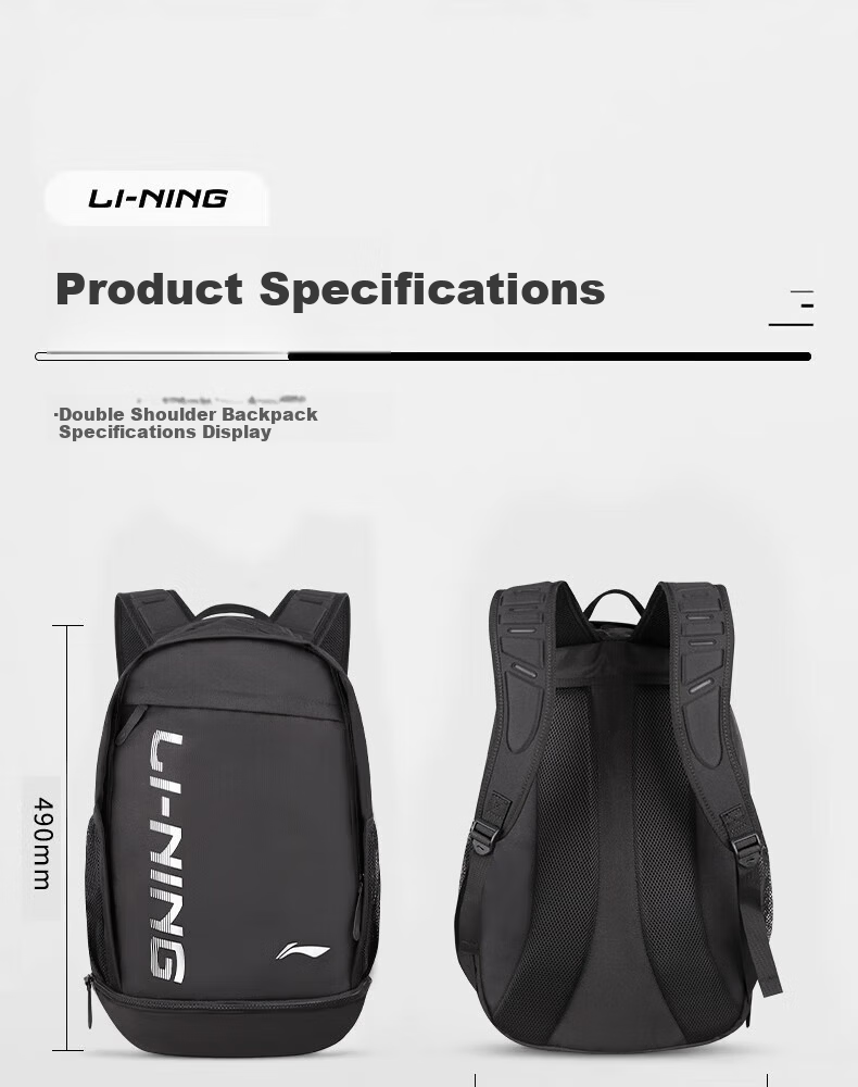 LI-NING Backpack Large Capacity Casual Travel Laptop Bag for Men Women Middle High School and College Students Sports Bag 10