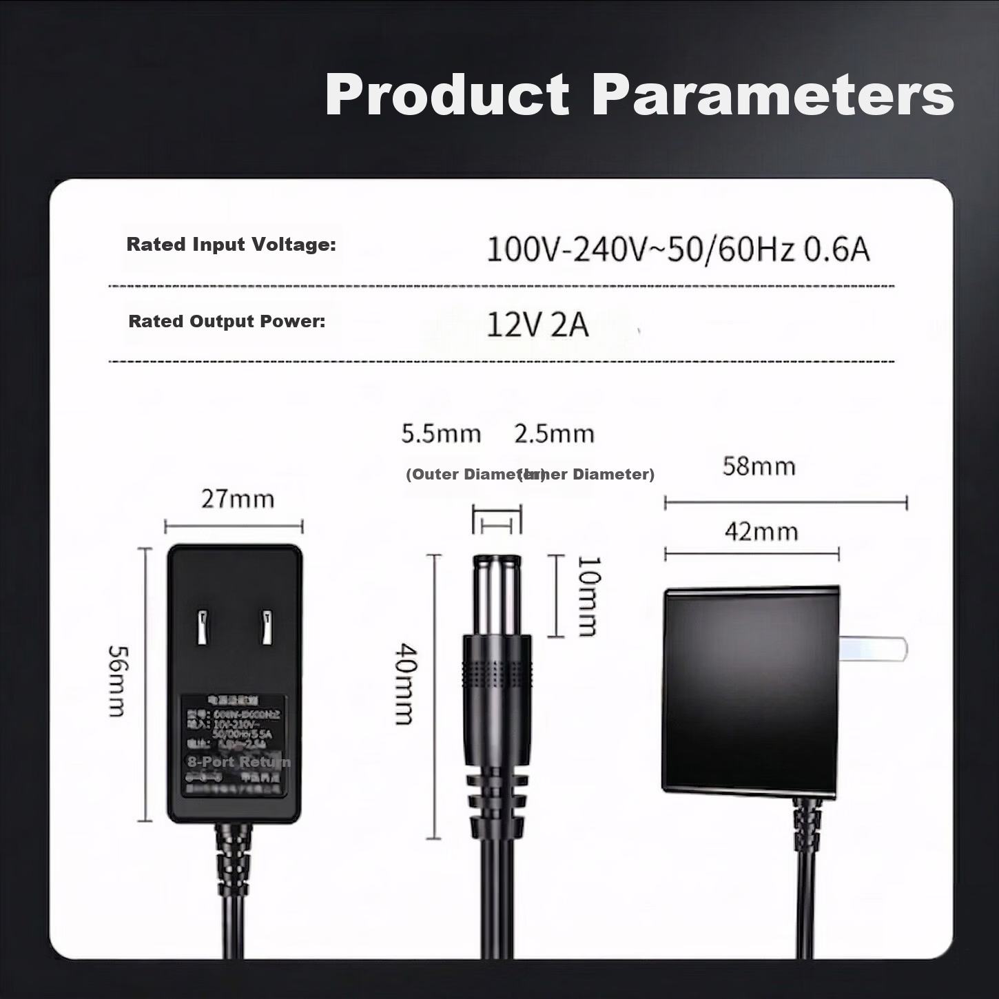 Green Effect AOC Philips Monitor 19V 2.1A 40W Universal 2.37A/1.9A LCD Computer Power Adapter Desktop Charger Cable Round Port Stable 5