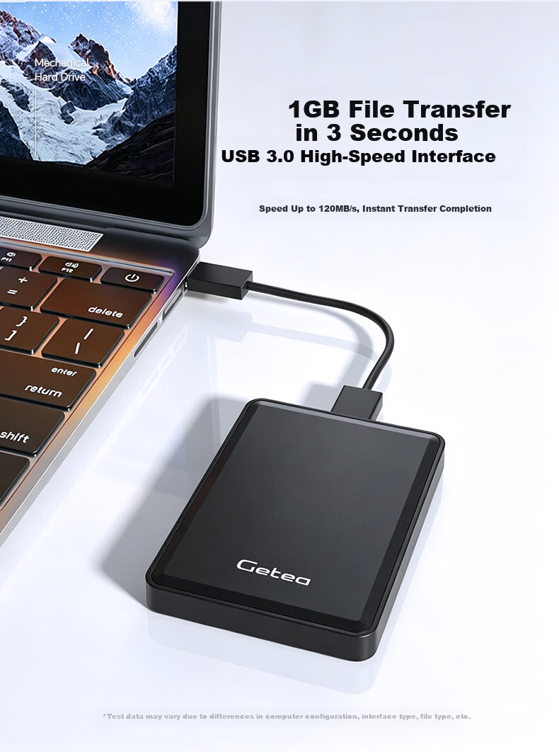 GETEA External Hard Drive, 1TB Dual Disk Backup, USB3.0 High-Speed Secure Encryption, 2.5-Inch Mechanical Hard Drive, Laptop External Storage, Direct Phone Connection, Portable External Hard Drive 3