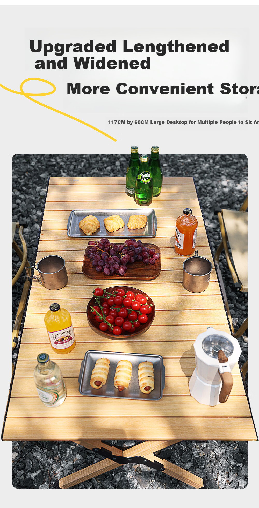 Sunnyfeel Flat Folding Aluminum Alloy Double-Sided Egg Roll Camping Table Picnic Portable Outdoor Camping Cooking Table and Chair Set 8