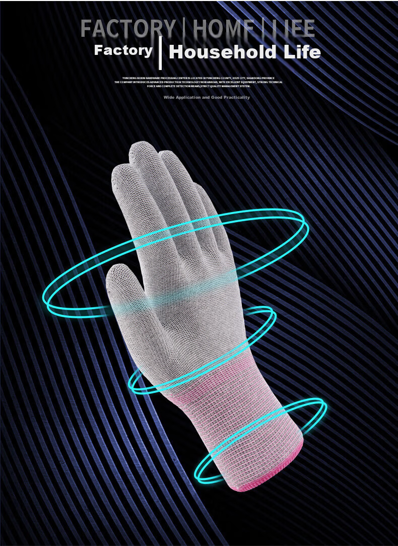 Huipute Anti-Static Gloves Carbon Fiber Labor Protection Assembly Electronic Workshop Cleanroom Coated Fingertips Carbon Fiber Anti-Static 10 Pairs Size S 2