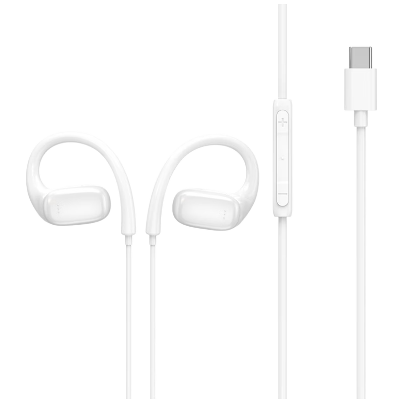 EZHK Type-C On-Ear Wired Earphones Noise-Cancelling with Microphone for Apple Huawei Honor Xiaomi Tablets and Computers