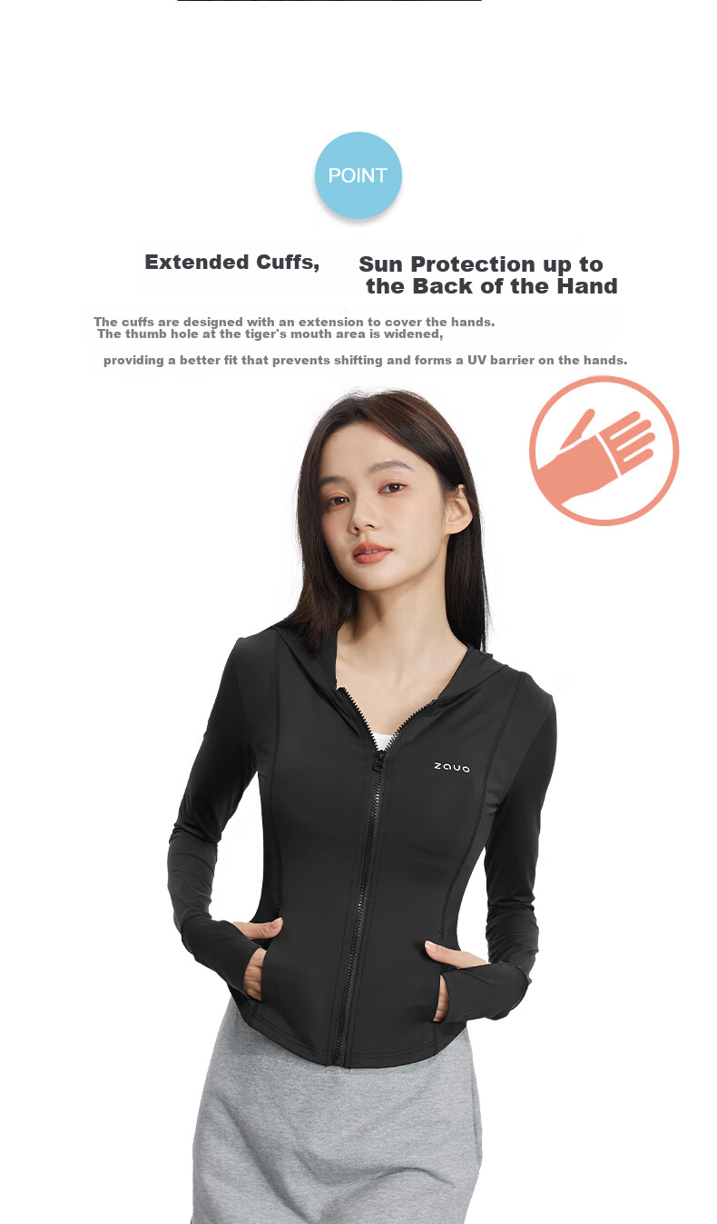 Zauo [Xiangxiu Same Style] Korean Zauo Slim Fit Sun Protection Jacket for Women Ice Cooling Breathable Original Yarn Sunproof Hoodie Coat 10