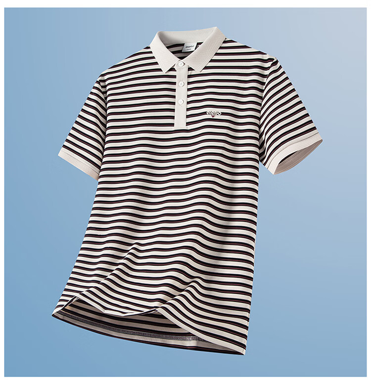 Edenbo Men's Short Sleeve Striped High Elastic Comfortable Polo Shirt Military Green 170/88A (L) 13