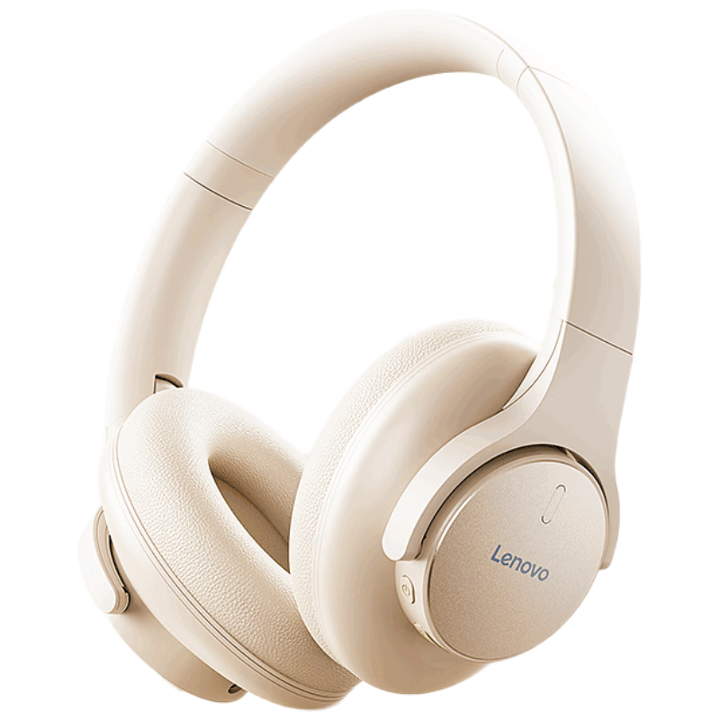 Lenovo Over-Ear Bluetooth Headphones 2026 New Active Noise Cancelling Gaming Headset Ultra-Low Latency HD Sound Sports Music Foldable Wireless EH150P Moon Rock White