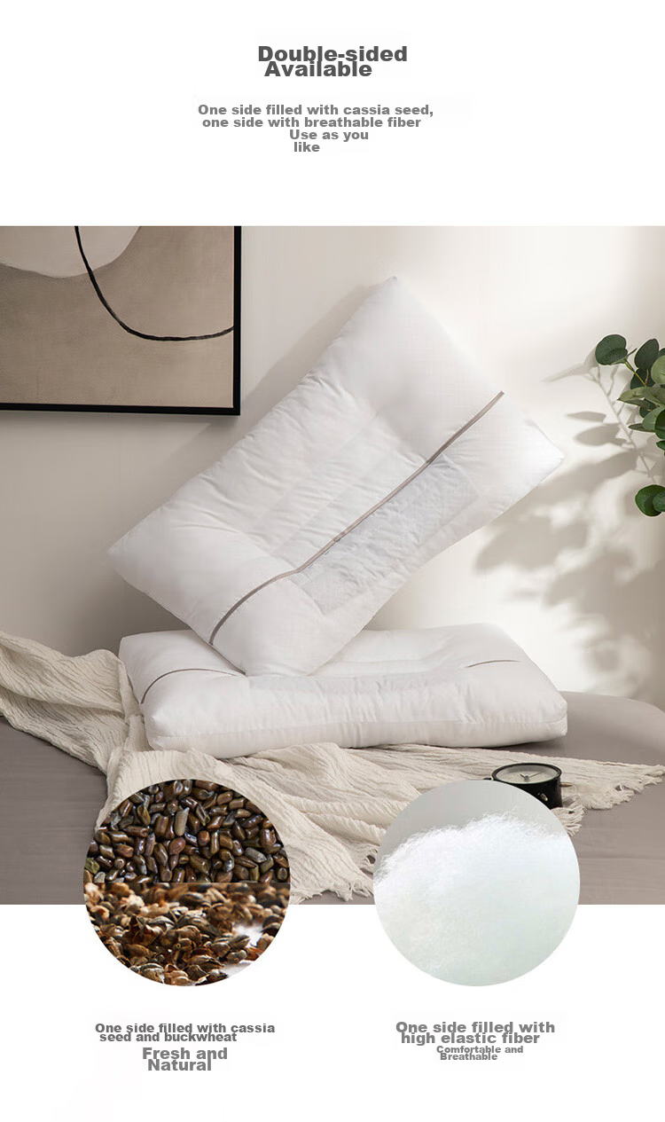 Dohia Home Textile Pillow, Cassia Seed Buckwheat Pillow Core Herbal Flower Pillow for Students And Adults, Cervical Spine Pillow, Single Piece 70*45cm 7