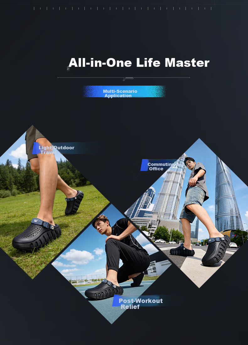 361° Men's Sport Sandals Thick Sole Outdoor Non-Slip Breathable Closed-Toe Beach Slippers 4