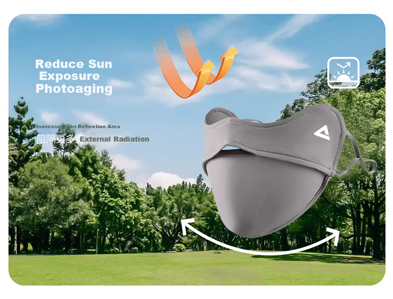 PEAK Sun Protection Mask Unisex Ice Silk UV Shield Lightweight Breathable Eye Protection Stone Gray 5