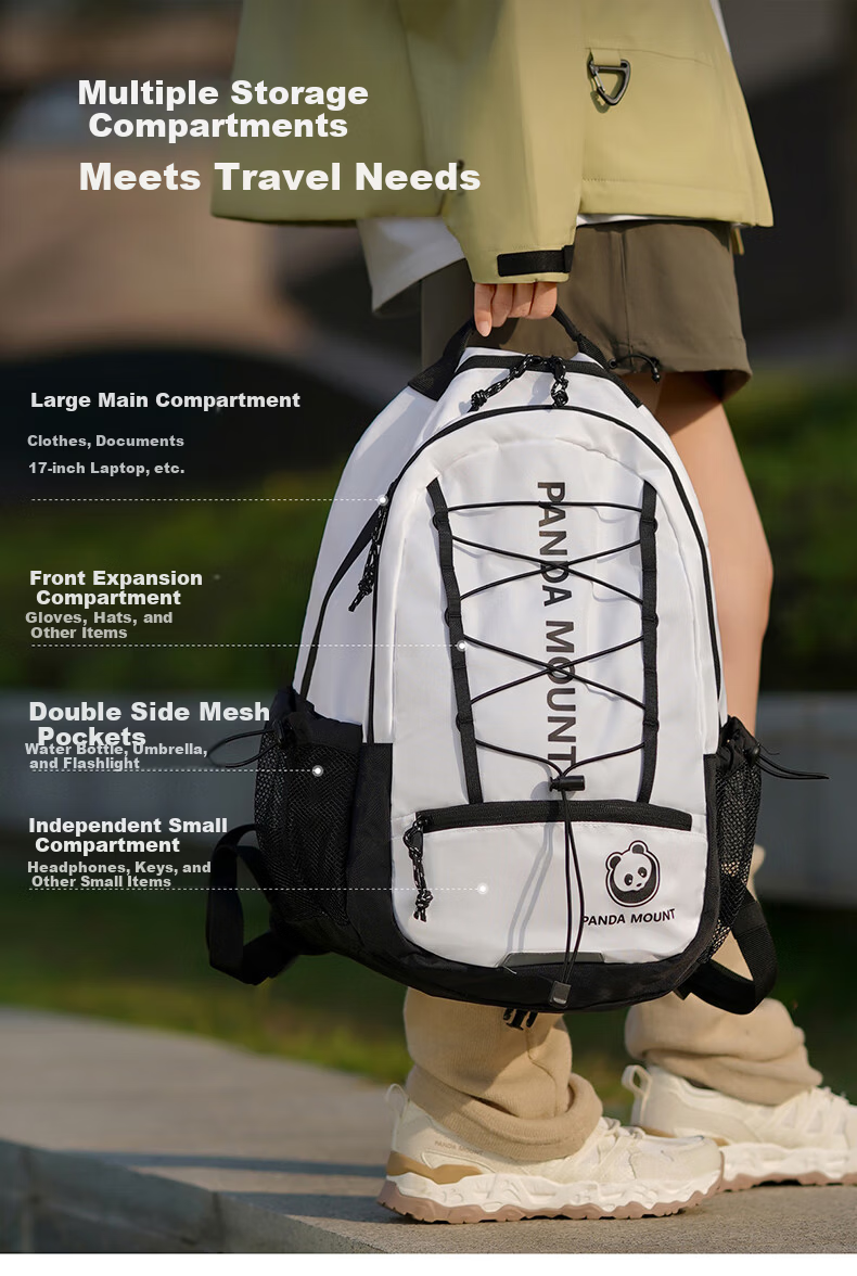 CAMEL Panda Series Outdoor Hiking Large Capacity Mountaineering Backpack 574D65L8668A Off-White/Black One Size 11