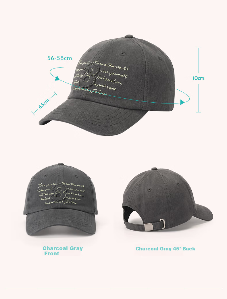 Wanding Baseball Cap for Women with Washed Fabric, Letter Embroidery, Curved Brim, Soft Top, Couple's Hat for Men, Washed Pink 9