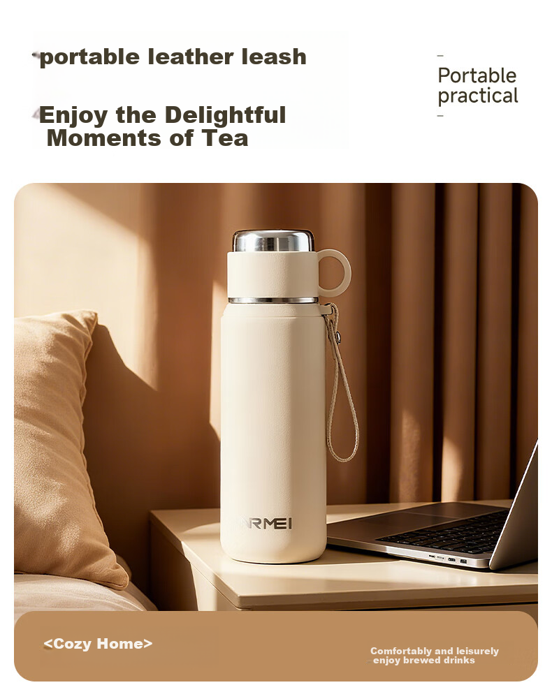 NRMEi Large Capacity Insulated Mug for Men and Women 316 Stainless Steel High-Quality Tea Separation Portable Car Travel Steeping Tea Cup 20