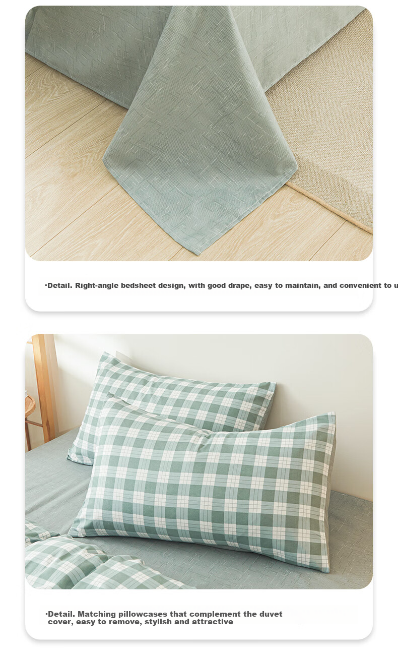 Grace 10A Antibacterial Class A Skin-Friendly Three-Piece Set, Rice Bedding for Student Dormitory, Bed Sheet, Pillowcase, Duvet Cover, 150*200cm 13