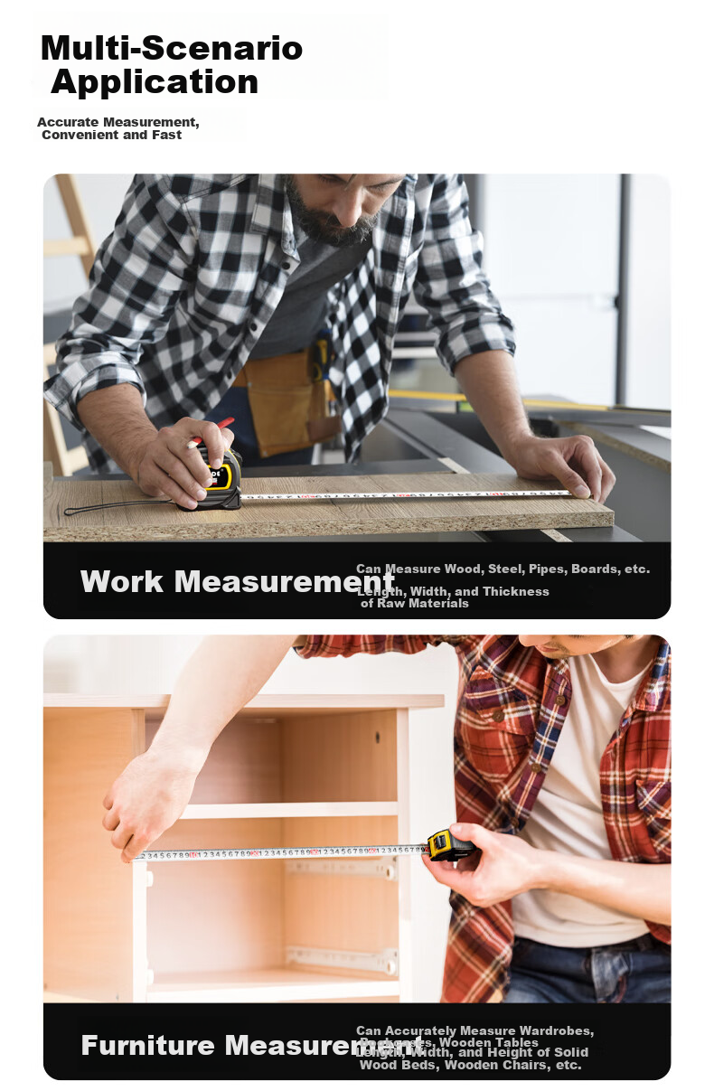 Oulaide Fully Rubber-Coated Steel Tape Measure, Thickened Household Measuring Tape, Meter Ruler, Box Ruler, High-Precision Ruler, National Standard II Grade Precisio 5