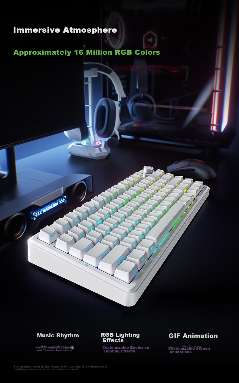 AULA F75MAX Three-Mode Custom Mechanical Keyboard Wireless Bluetooth Wired Full-Key Hot-Swappable 75% Layout 80-Key Gaming Office Pure Black Side-Engraved Seiya Switch 2