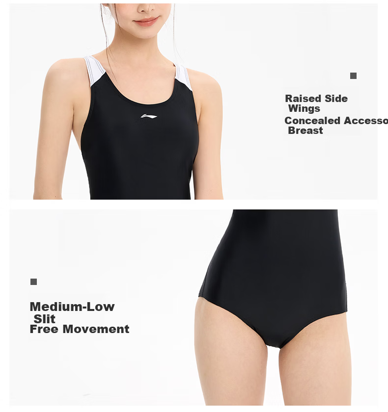 LI-NING Women's Premium 2026 New Professional Training One-Piece Triangle Swimsuit Sports Swimwear 1481 Black XL 18
