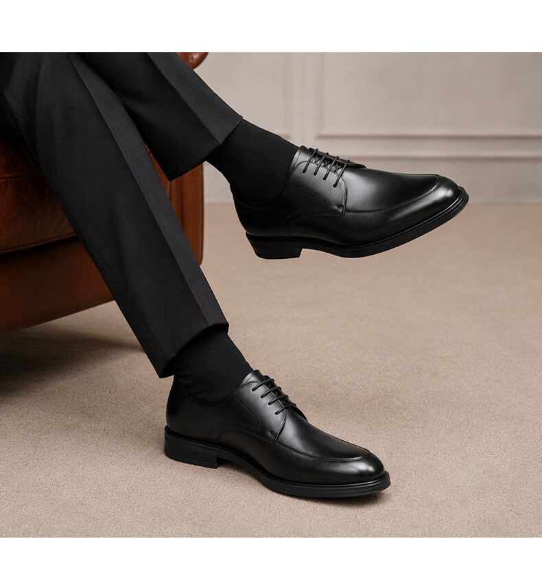 JD Jingzao 2026 New Men's Leather Shoes Business Casual Spring Summer Utips Formal Shoes Black Size 44 11