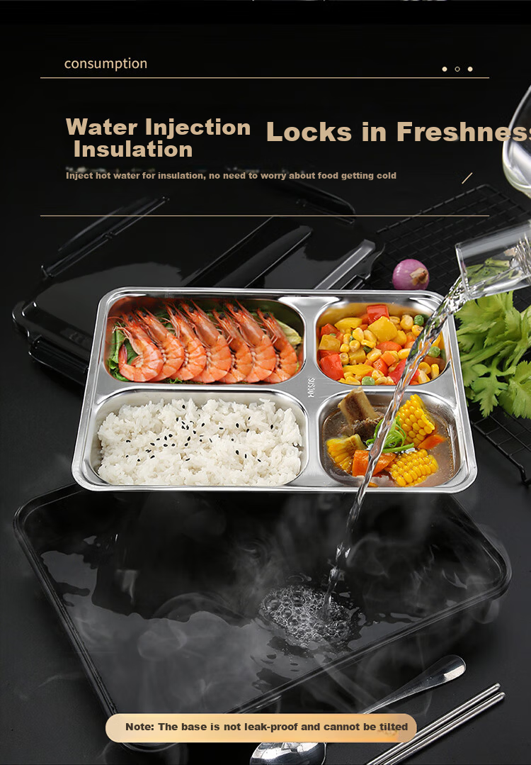MAXCOOK 304 Stainless Steel Lunch Box, Microwave-Safe 5-Compartment Insulated Student Lunch Box with Utensils, 1.6L Orange MCFT5289 5