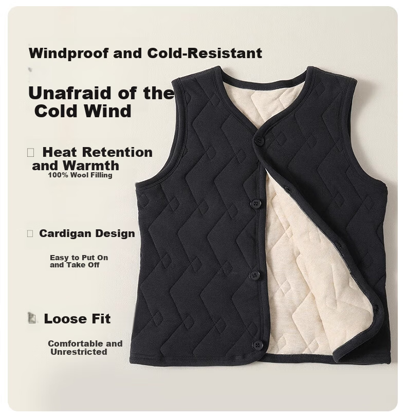 LangSha Men's Thermal Vest Fleece Lined Thickened Autumn Winter Wool Blend Middle-aged and Elderly Cardigan Vest Dad Warm Sleeveless Jacket 4