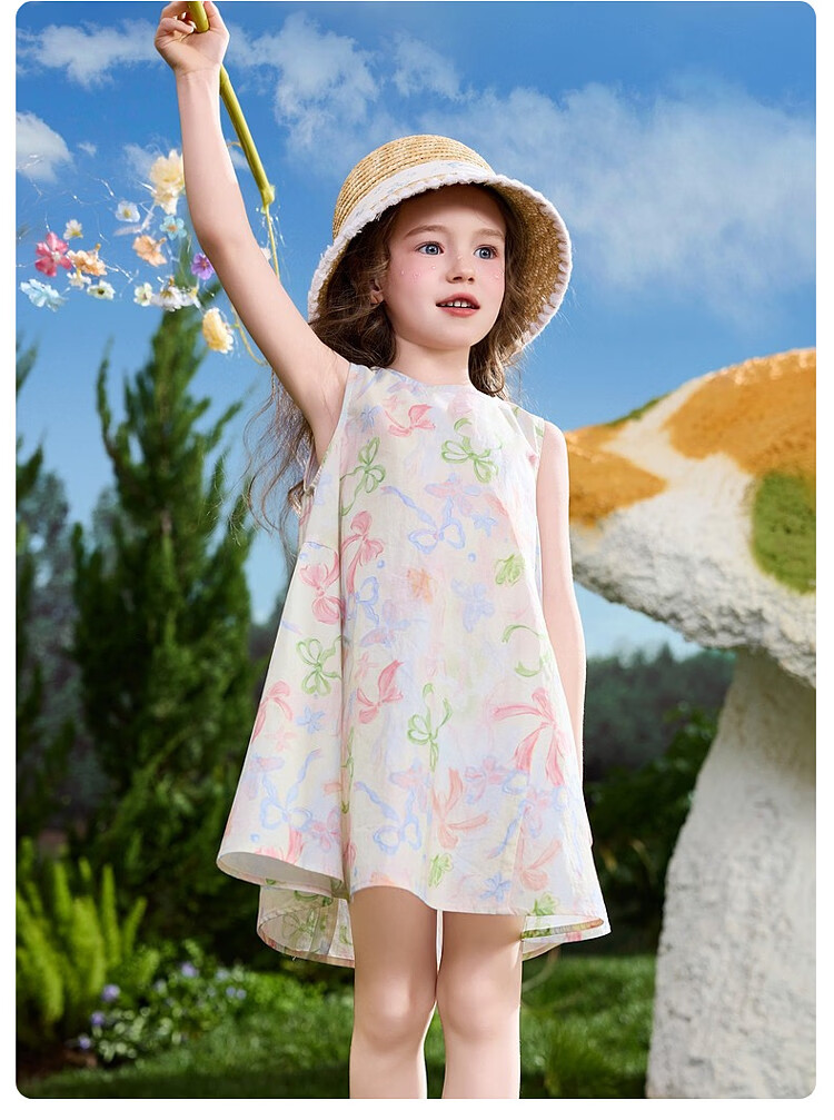 ASK JUNIOR Kids Summer Sleeveless Cotton Printed Vest Dress for Girls 11