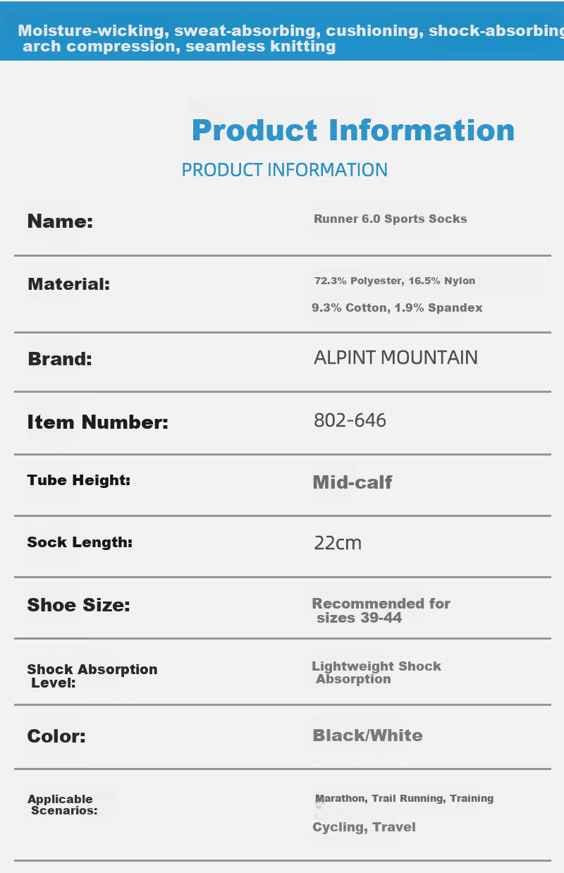 ALPINT MOUNTAIN CoolMax Professional Marathon Running Socks Moisture-Wicking Outdoor Sports Trail Running Socks 3