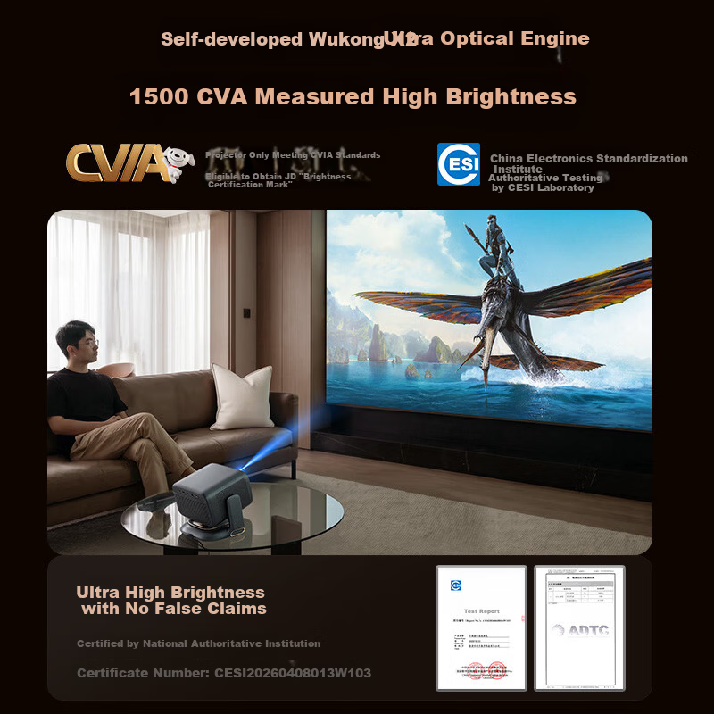 Big Eye Orange R3 Ultra High Brightness Edition [1500CVIA] High Brightness Gimbal Projector Home Ultra HD Living Room Cinema Projector AI Home Entertainment First Class