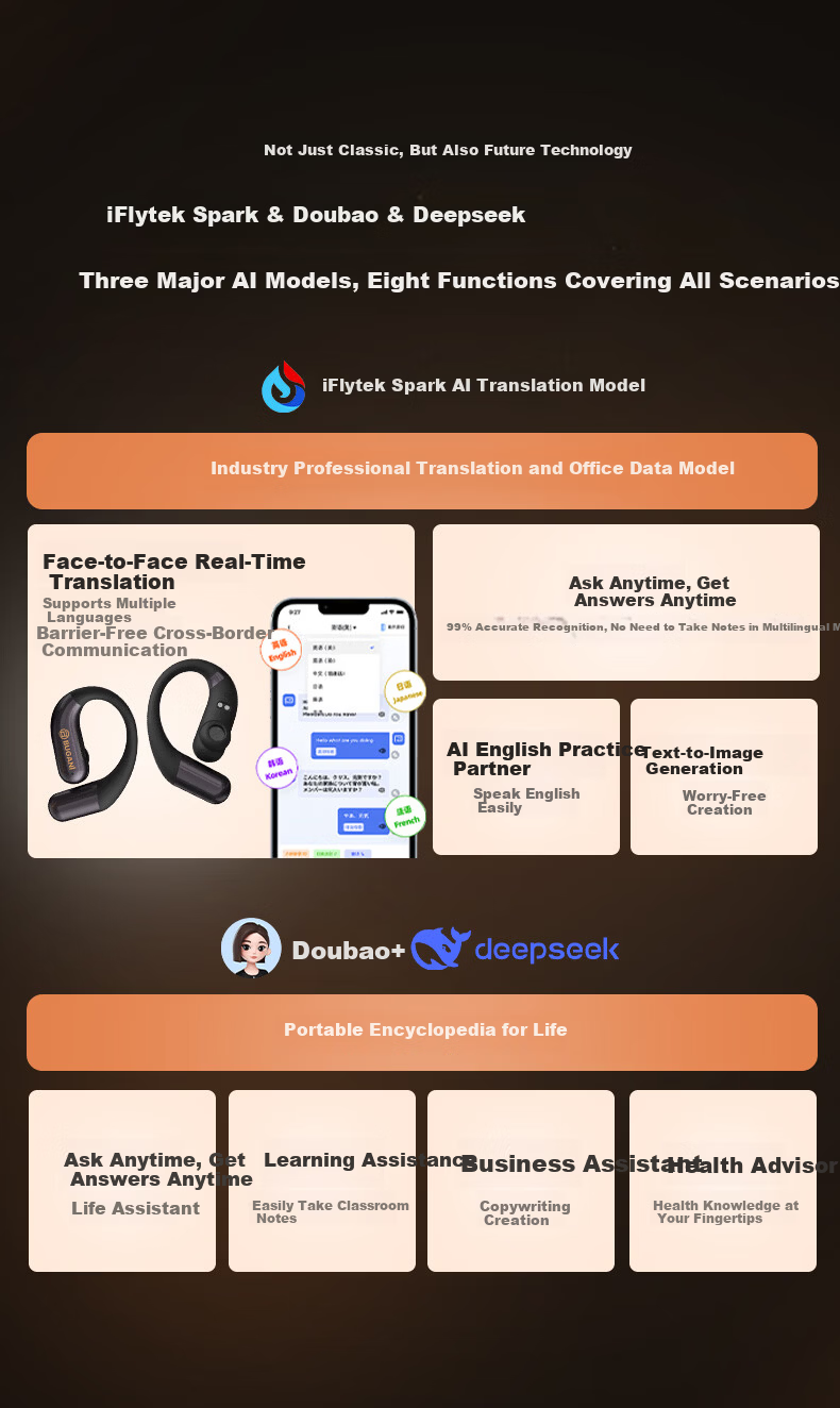 BUGANI Free B16 Ford Mustang Edition Bluetooth Earbuds Open-Ear Wireless AI Simultaneous Translation Sports Running Earphones Yao Ye Black 9