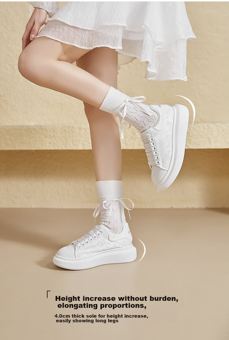 Daphne Platform Height-Enhancing Popular Printed White Sneakers Women 2026 New Spring Summer Casual Shoes White Size 38 3