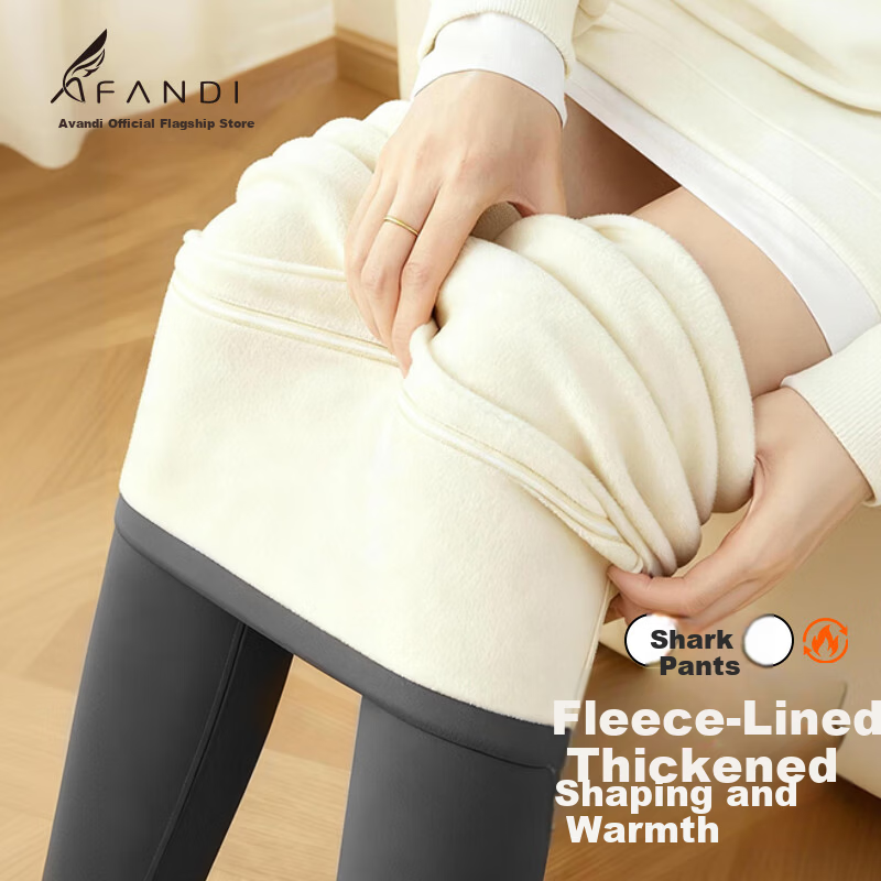 Avandi 400g Lambswool Sharkskin Pants Women's Winter Fleece Thickened High-Waist Thermal Leggings