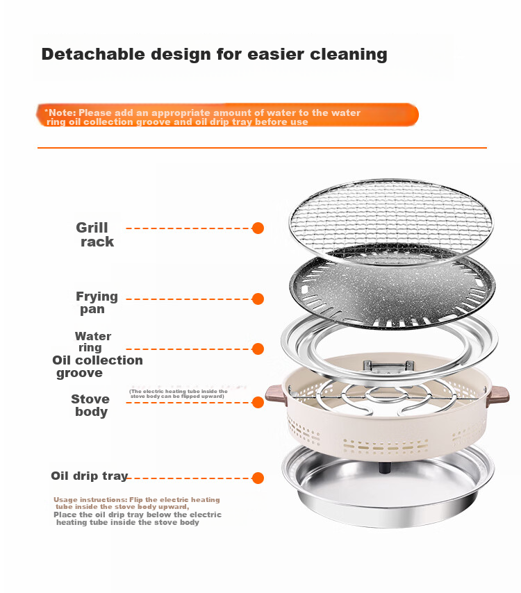 Suncojia Electric Smokeless BBQ Grill Split Grill Pan Non-stick Barbecue Skewer Meat Grill Hot Pot Tea Stove 8