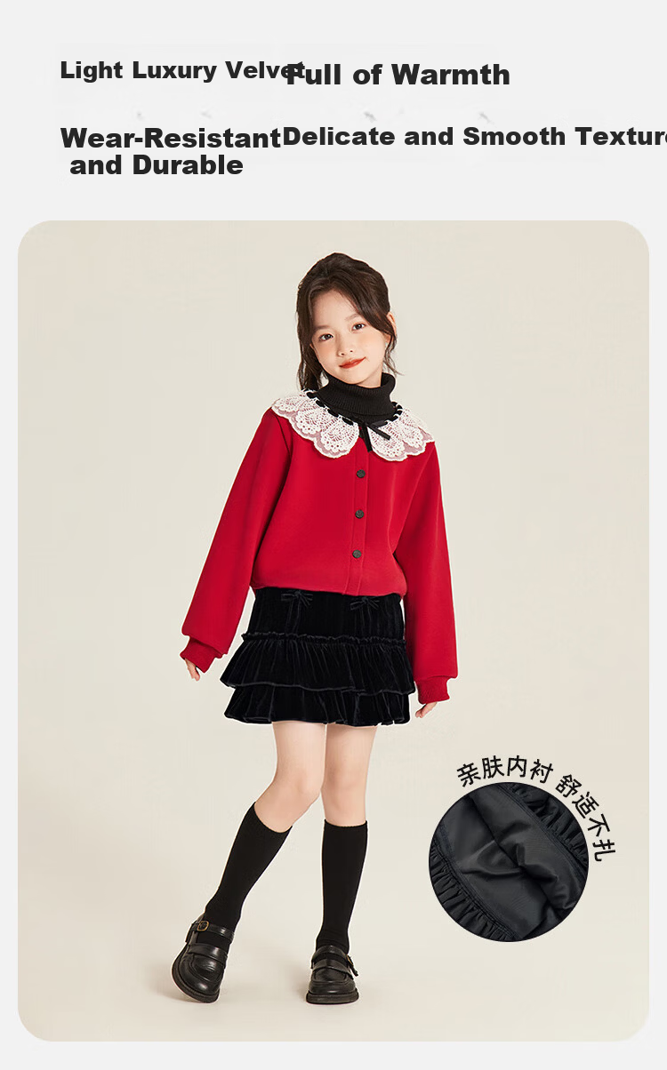 Disney Girls Velvet Cake Skirt Autumn Winter Black 140 4