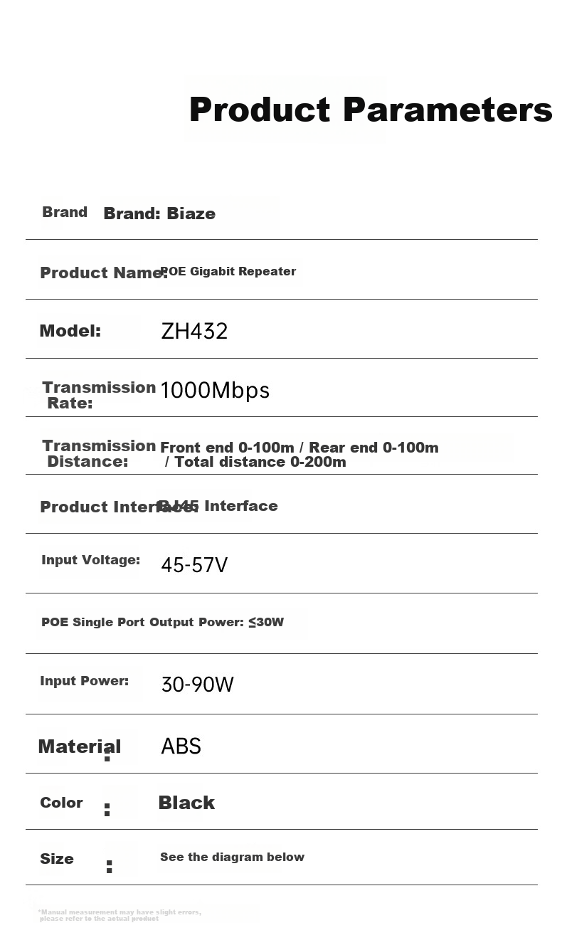 BIAZE Gigabit PoE Repeater One-to-Two Isolated National Standard Switch Camera Network Repeater Extender Home Surveillance Power Splitter Separator ZH432 11
