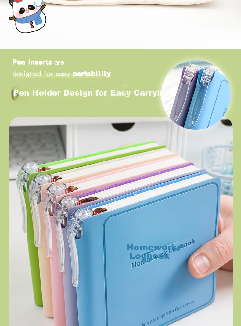 Youth Homework Log Book Essential for School Start Copybook Notebook Pocket Birthday Reward High-Value Portable Notebook for Boys and Girls Middle and Primary School Students Beige 6