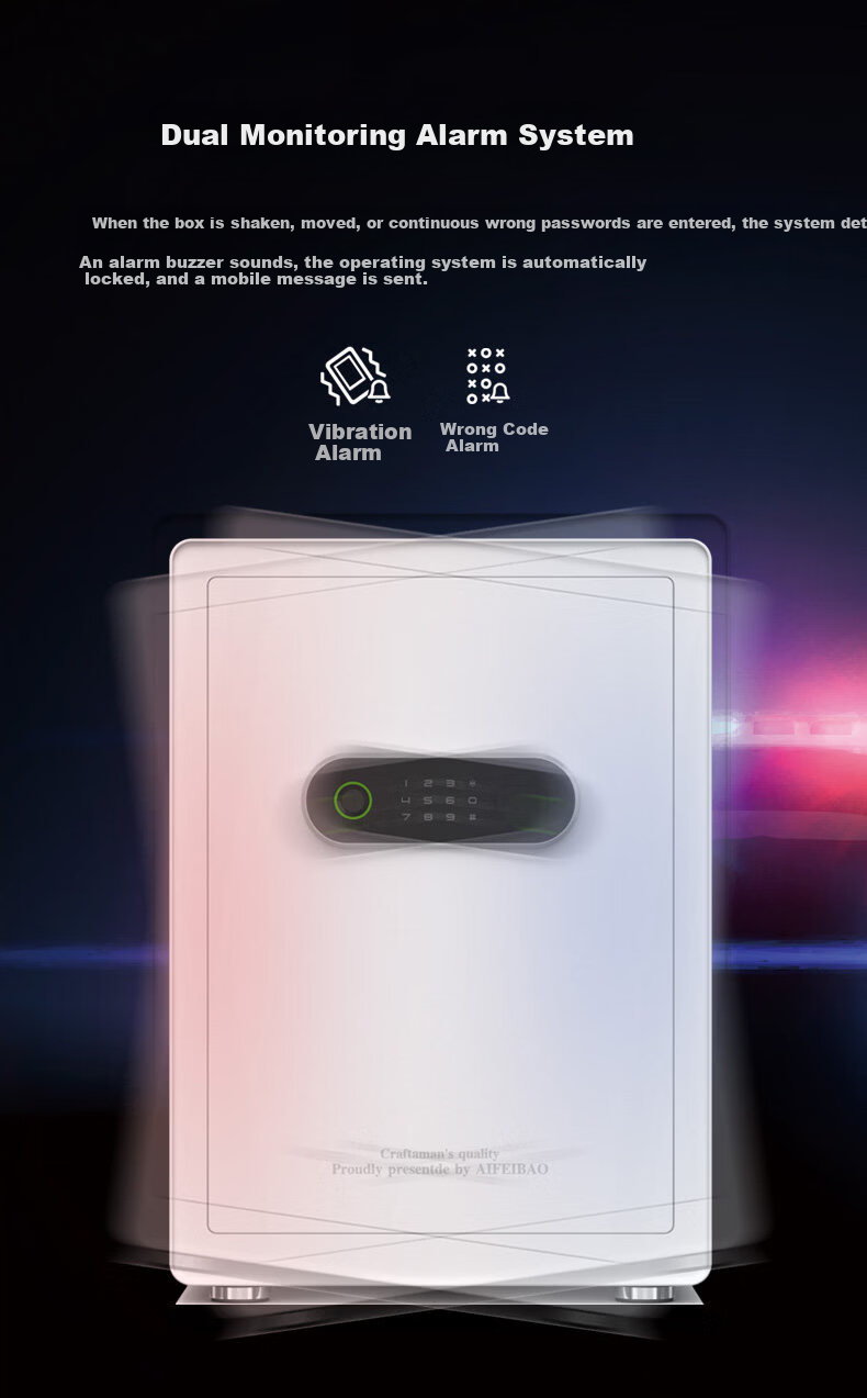 Aifeibao Home Safe Small Smart WiFi Remote Anti-Theft All-Steel Storage Box Automatic Door Opening for Family And Office Use, 30cm High + White 6