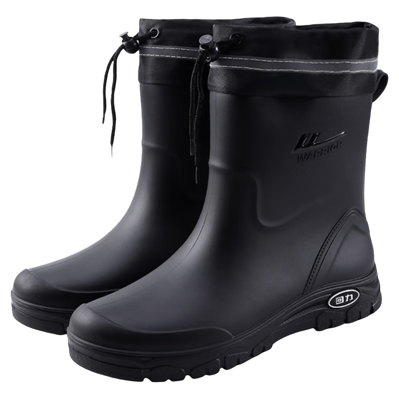 Warrior Women's Mid-Calf Waterproof Non-Slip Rain Boots Outdoor Work Car Wash Delivery Rider Fishing Durable Rain Shoes 5388 Purple Size 39