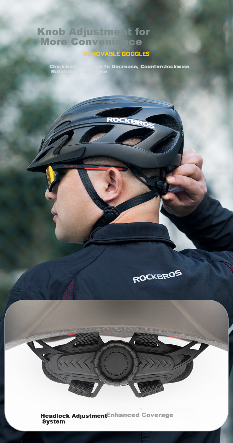 ROCKBROS Large Size Bicycle Helmet with Goggles, Wide And Enlarged Cycling Helmet for Men And Women, Road Bike, Pearl White with Photochromic Lenses 5