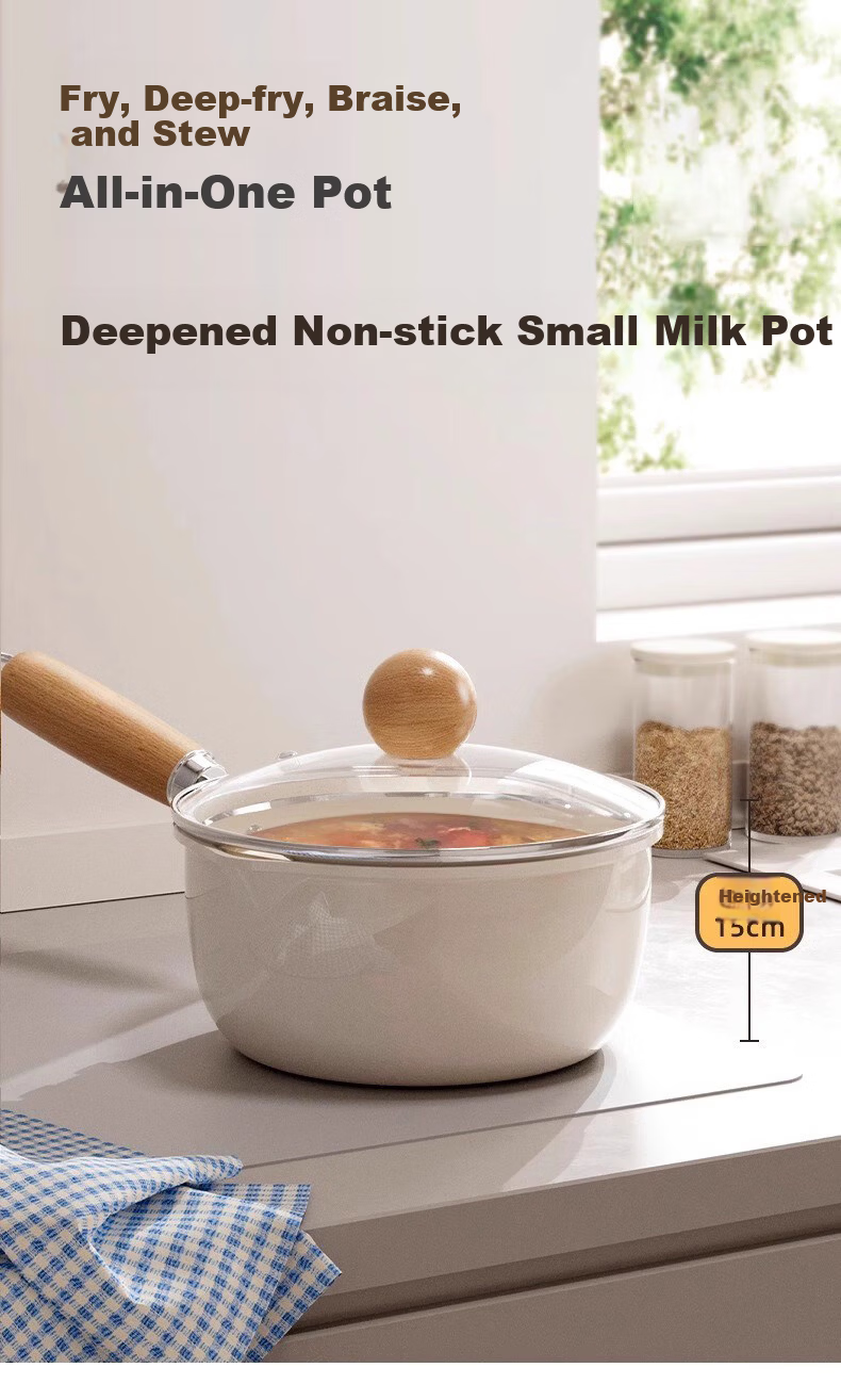 Jingyan Ceramic Small Milk Pot Baby Food Supplement Small Soup Pot Non-Stick Gas Stove Induction Cooker Thickened with Lid 5