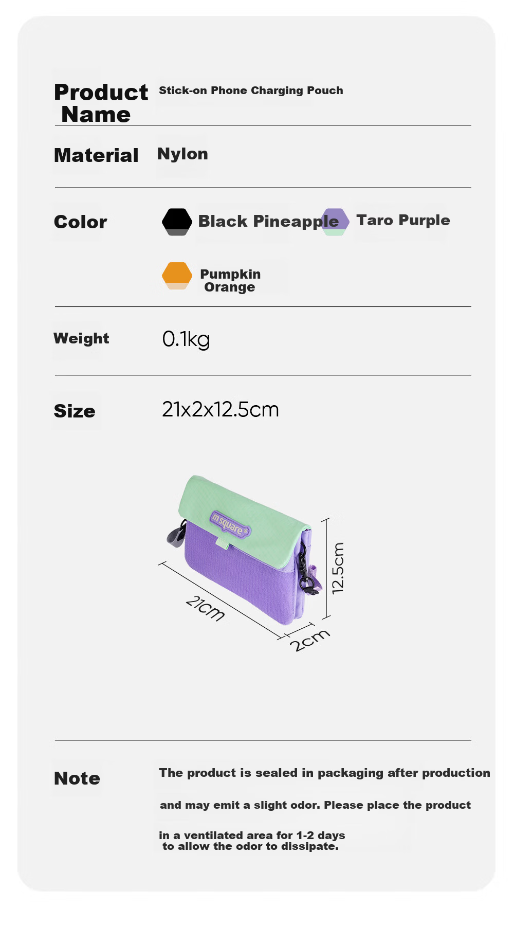 M Square Phone Bag Unisex Crossbody Bag Power Bank and Data Cable Organizer Lightweight Commuter Travel Shoulder Bag Taro Purple 16