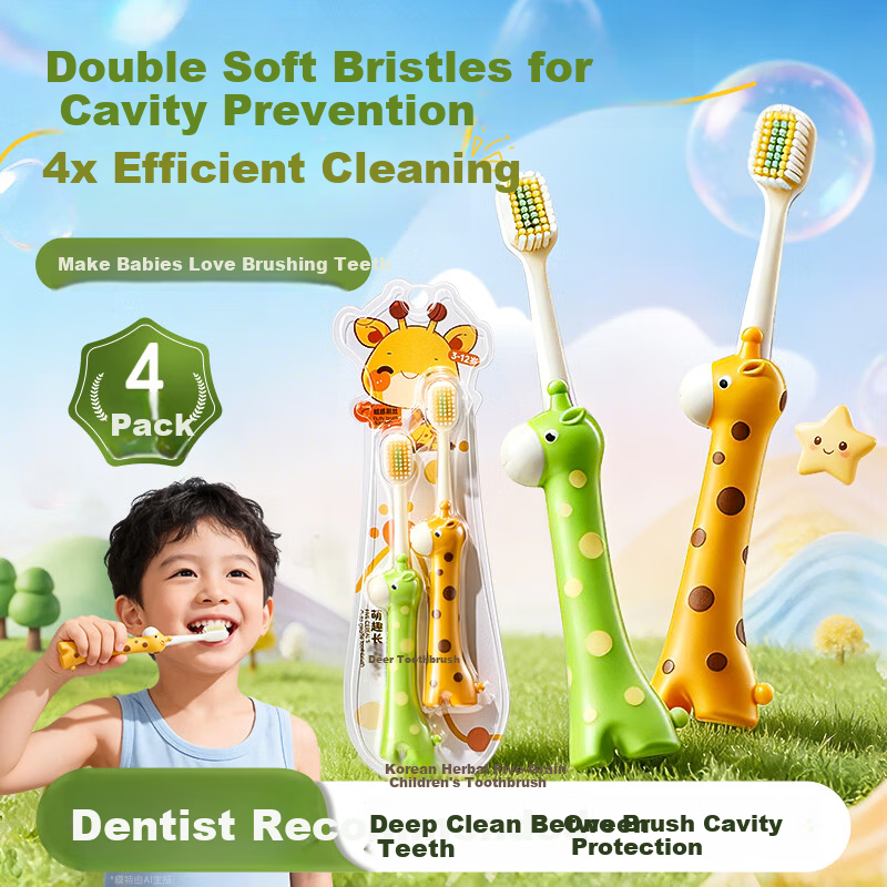 Korean Herbal Five-Grain Velvet Soft Bristle Children's Toothbrush for Ages 3-6-12, Anti-Cavity, Tooth Strengthening, Fresh Breath, Top Ten Famous Brands