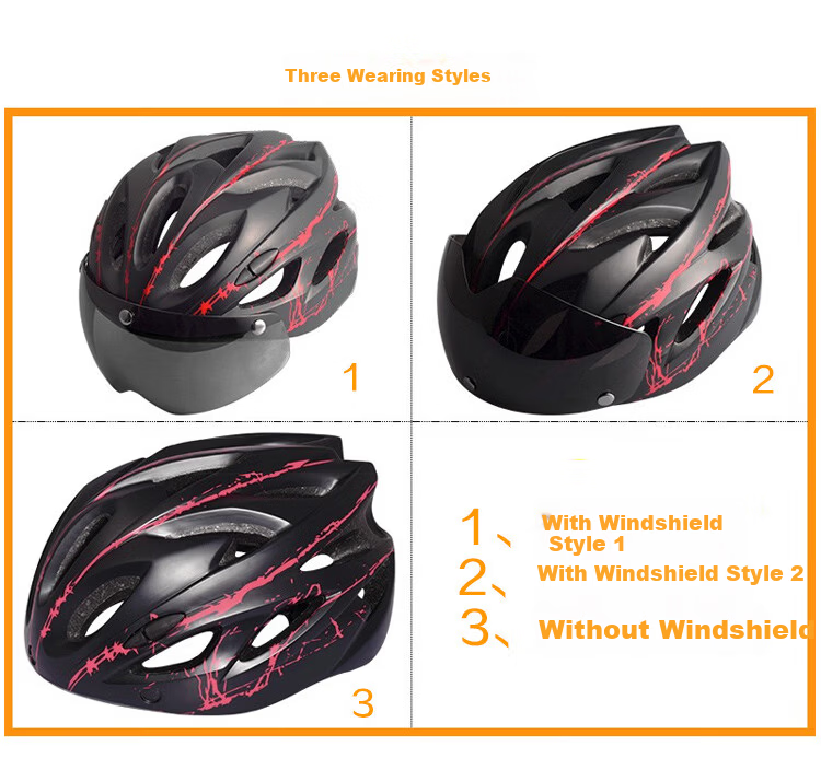 Haolebao Magnetic Visor Cycling Helmet Unisex Mountain Road Bike Helmet Integrated Mold Black Blue 13