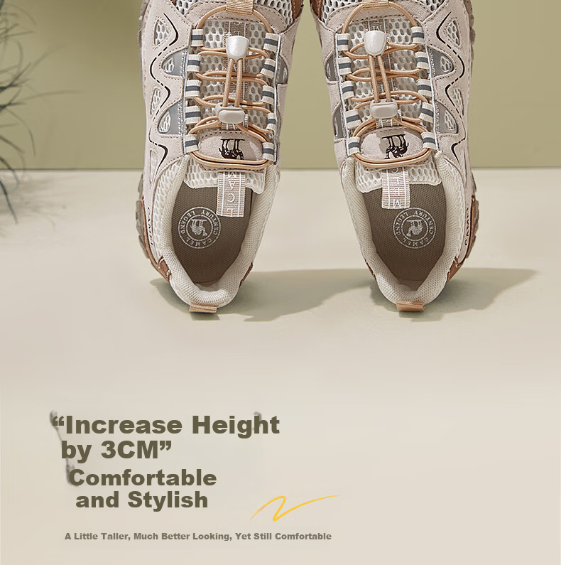 CAMEL Cute Ugly Style Women's Outdoor Mesh Splicing Thick Sole Casual Shoes L26M396026 Sand/Brown 39 6