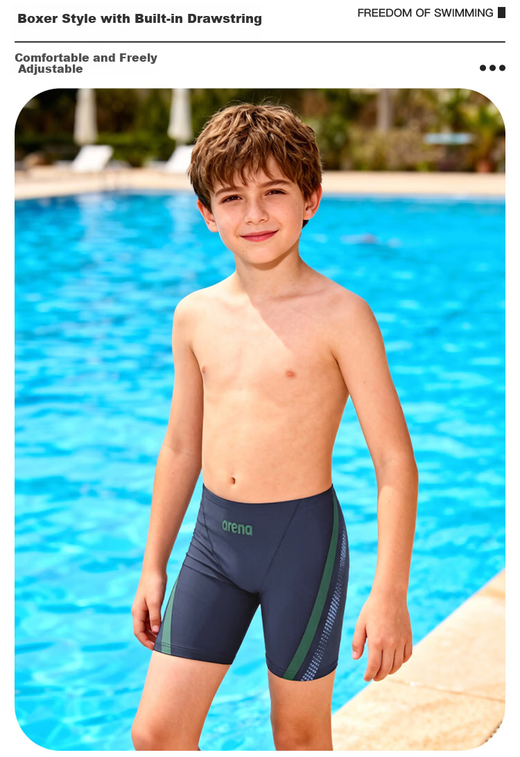 Arena Kids Boys Competitive Square Leg Swim Trunks High Elasticity Comfortable Training Swimwear for Youth and Teens 5