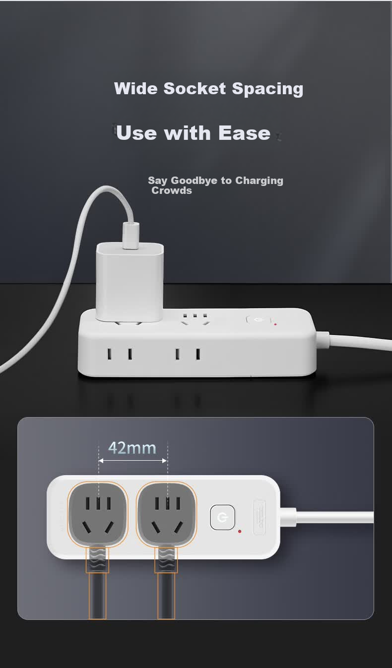 DELIXI New National Standard 3C Certified Side Power Strip Socket Extension Board with 4 Outlets, Master Switch, 2.5m Cord for Home Office Dorm Desktop Use 5