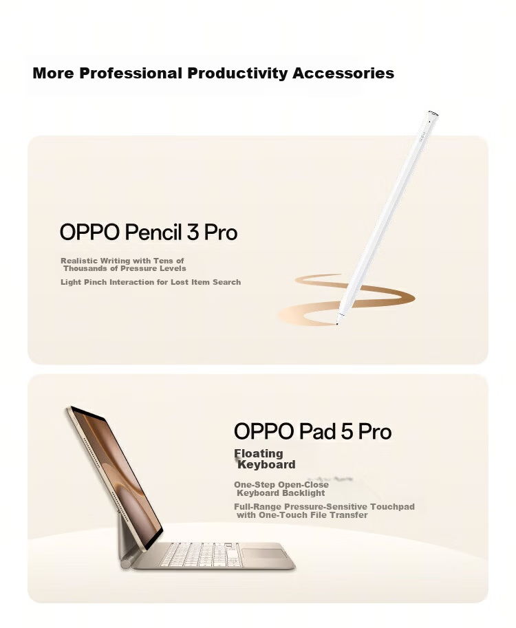 OPPO Pad 5 Pro National Subsidy 13.2-inch Tablet 5th Gen Snapdragon 8 Supreme Edition 12GB+256GB Dawn Gold Office Study Gaming Tablet 10
