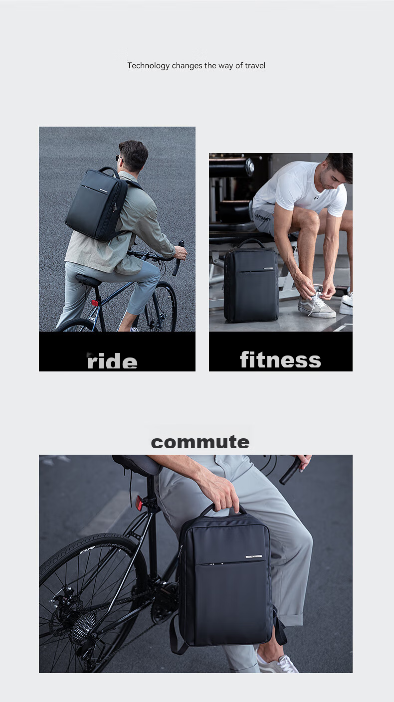 MARK RYDEN Backpack for Men, Casual Multi-Functional Laptop Bag, Travel Bag, Student Schoolbag MR2900 Elegant Black Standard Style 3