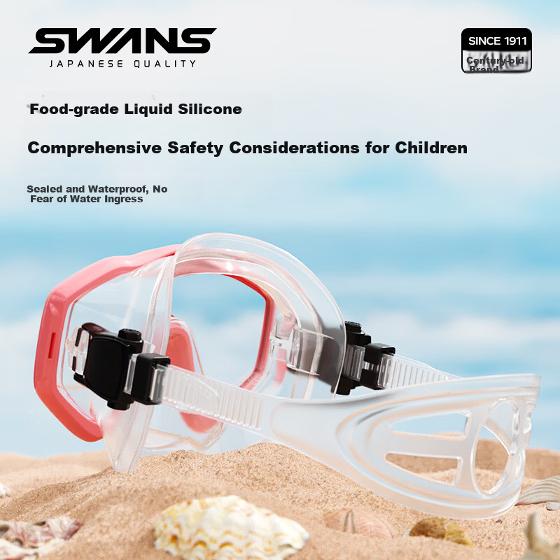 SWANS Snorkeling Mask Snorkel High-Definition Waterproof Breathing Tube Respirator Diving Gear for Men Women and Children Swimming Equipment Pink