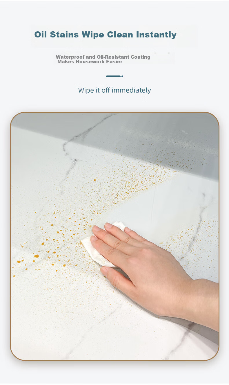 Xinuo Thickened Desktop Sticker Waterproof Oil-proof Self-adhesive Marble Tabletop Renovation for Stove Desk Dining Table Coffee Table Furniture 5