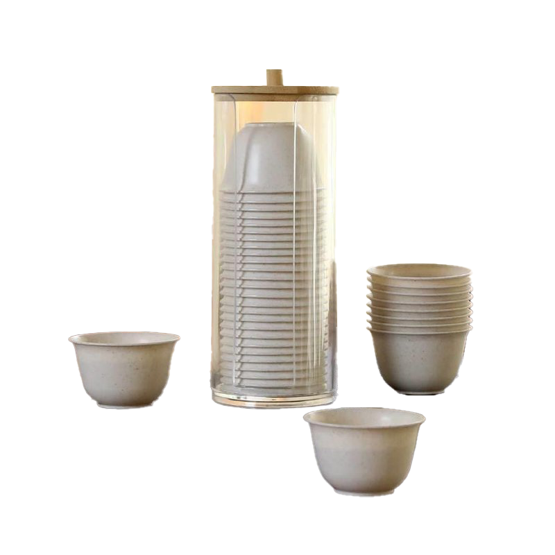 PAKCHOICE Disposable Kung Fu Tea Cup 60ml Jade Tea Cup with Storage Rack, High-Quality Heat-Resistant Tea Tasting Cup