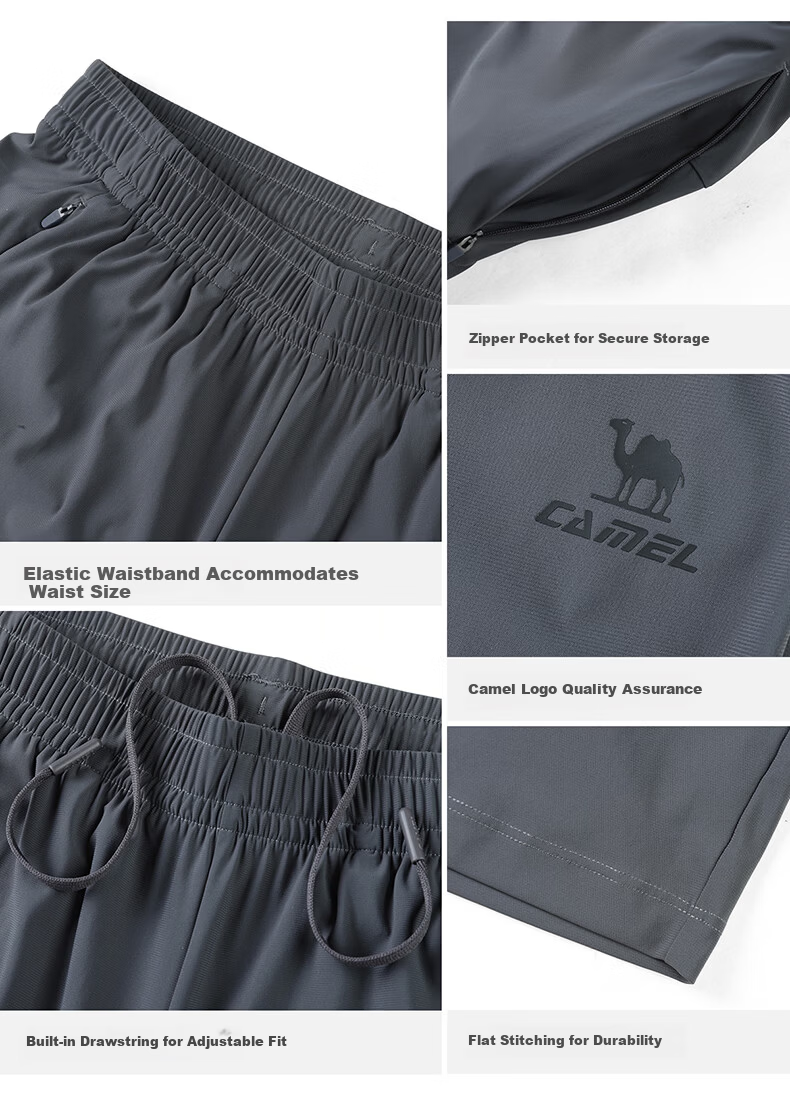 CAMEL Original Yarn Sun Protection Sports Pants Men Cooling Quick-Dry Knit Capri Pants C16BAYL6015 Phantom Black XXL 15