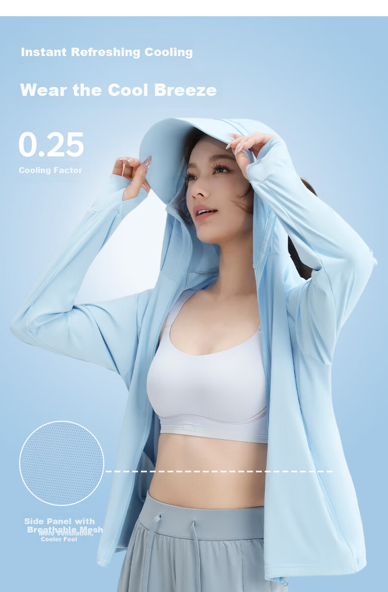 LangSha Women's Sunscreen Jacket Spring Summer Ice Silk Cooling UV Protection Breathable Comfortable Outdoor Skin Jacket 543 8